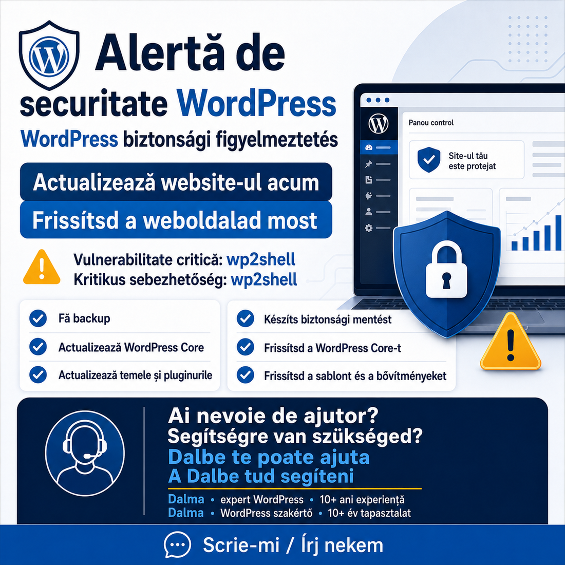 Van egy WordPress weboldalad? Ellenőrizd és frissítsd még ma.